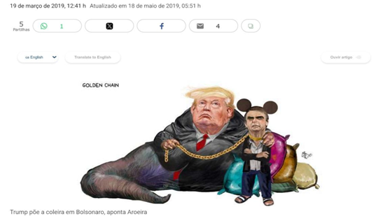 Trump segura Bolsonaro na coleira dourada