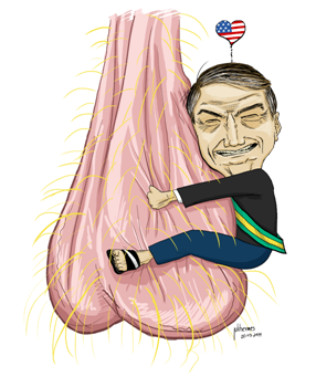 Bolsonaro puxando o saco de Trump