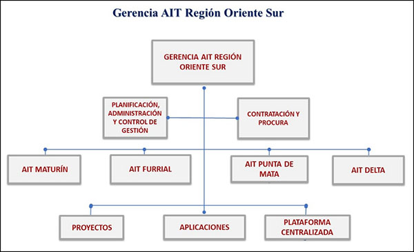 Estructura
de la Gerencia de AIT Región Oriente Sur
