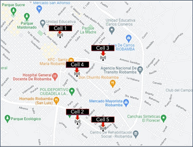 Location of LTE
coverage cells