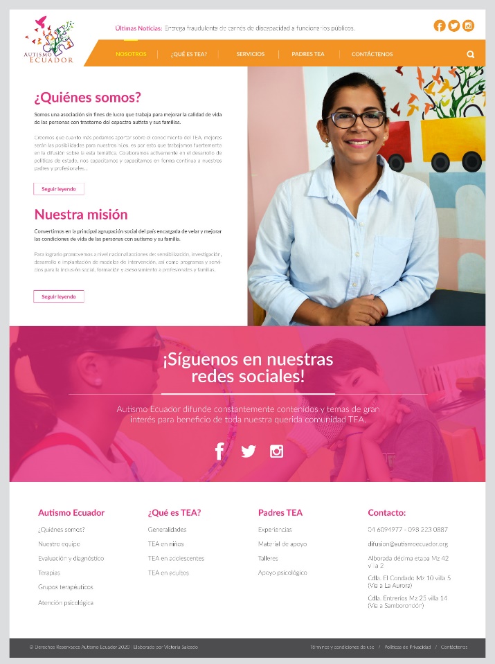 Ejemplo de diseño de páginas internas del sitio