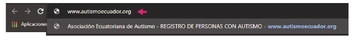 Ingreso al sitio web de Autismo Ecuador