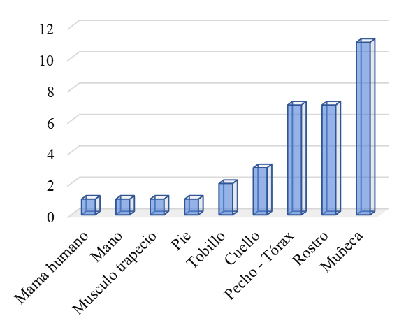 Parte del cuerpo para ubicaci&oacute;n de dispositivos de monitoreo
