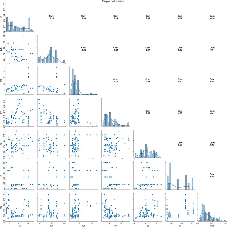 Pairplot de los datos de entrada y salida