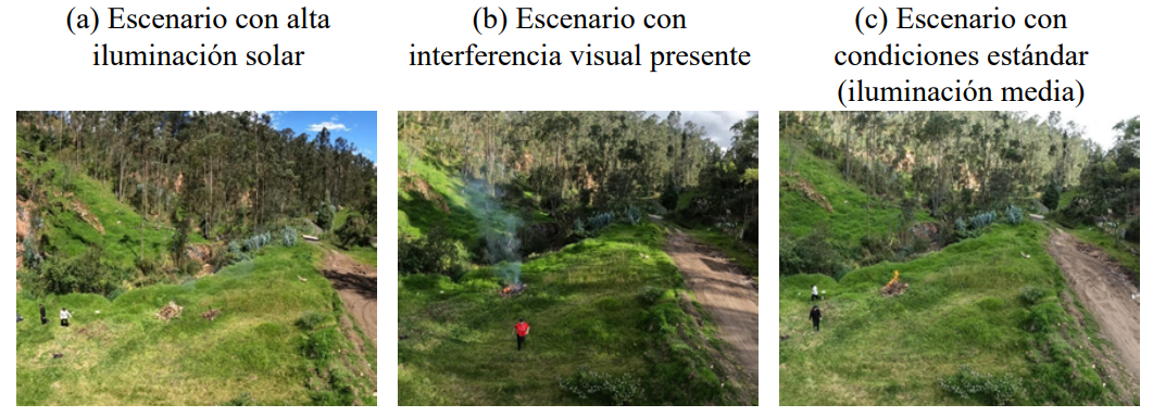 Imágenes capturadas en cada variación del escenario 2