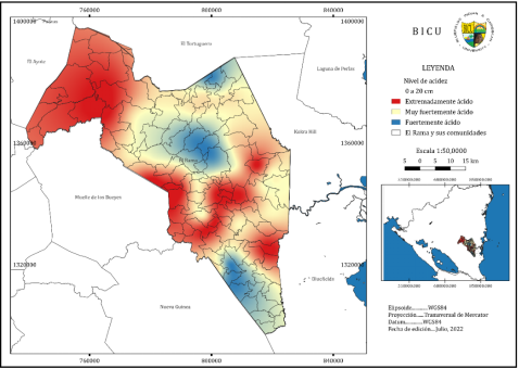 Valores de pH en el perfil de 0 a 20 cm