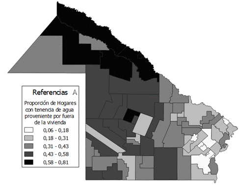 Proporci&oacute;n de hogares con tenencia de agua por fuera de la vivienda