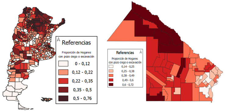 Proporci&oacute;n de hogares con pozo ciego o excavaci&oacute;n