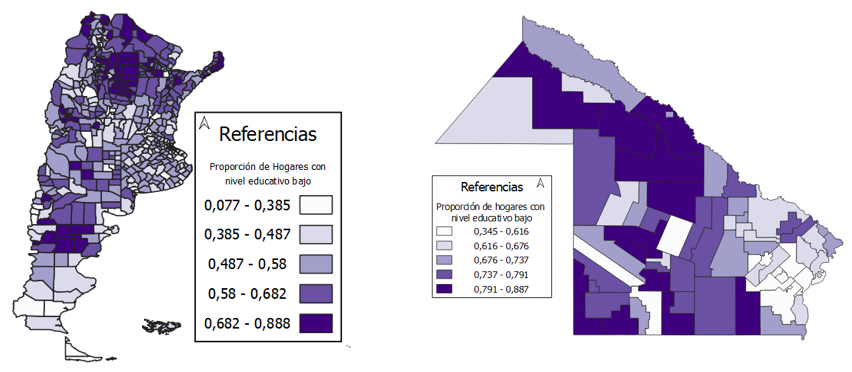 Proporci&oacute;n de hogares con nivel educativo bajo